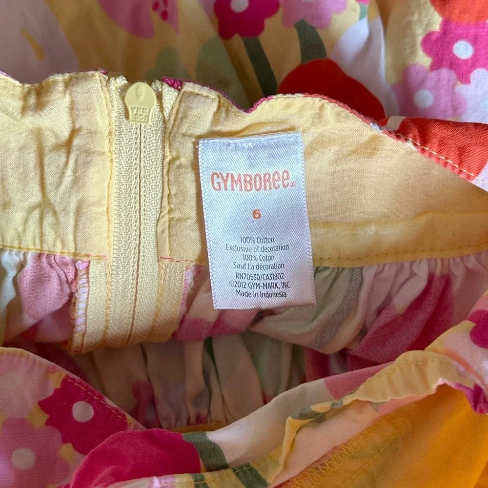 Gymboree Dress Kids Size 6 Multi Floral Cutout Back Summer Sundress Bright 2012